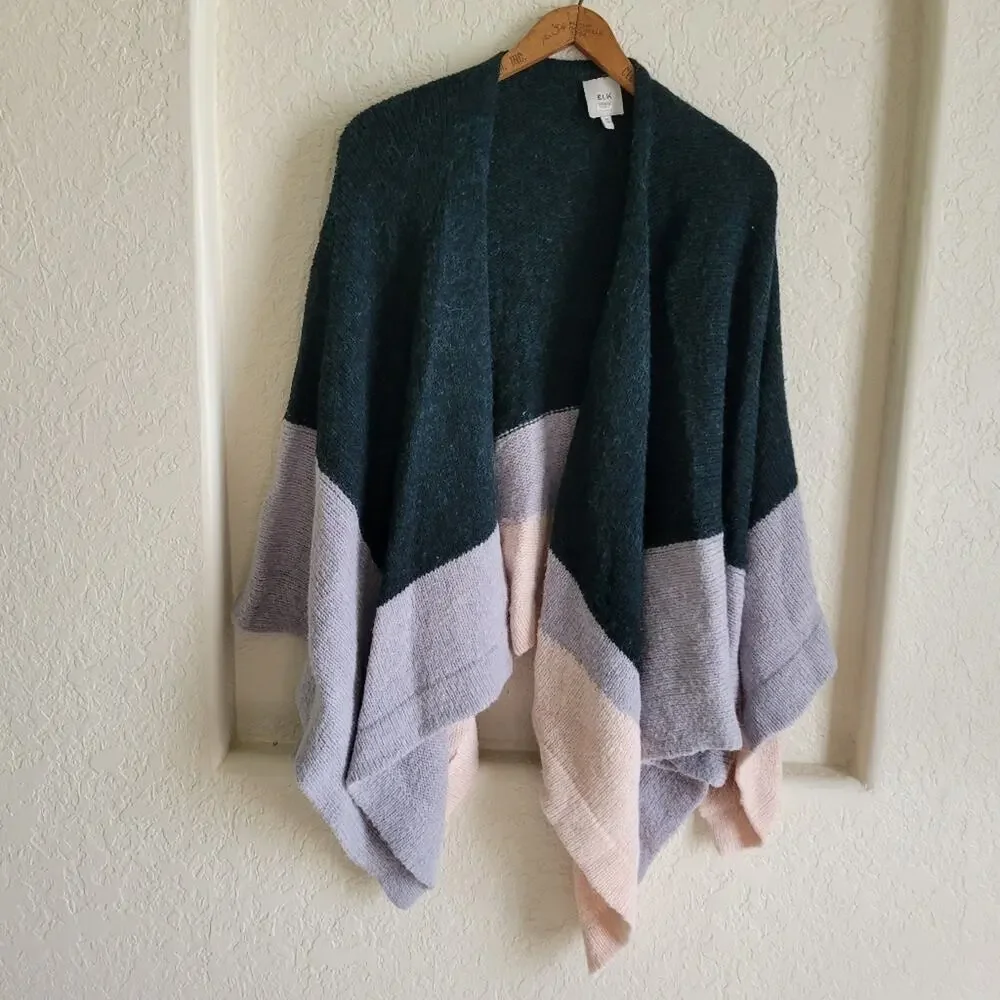 Elk Kulture Wrap Blockknit Poncho OS